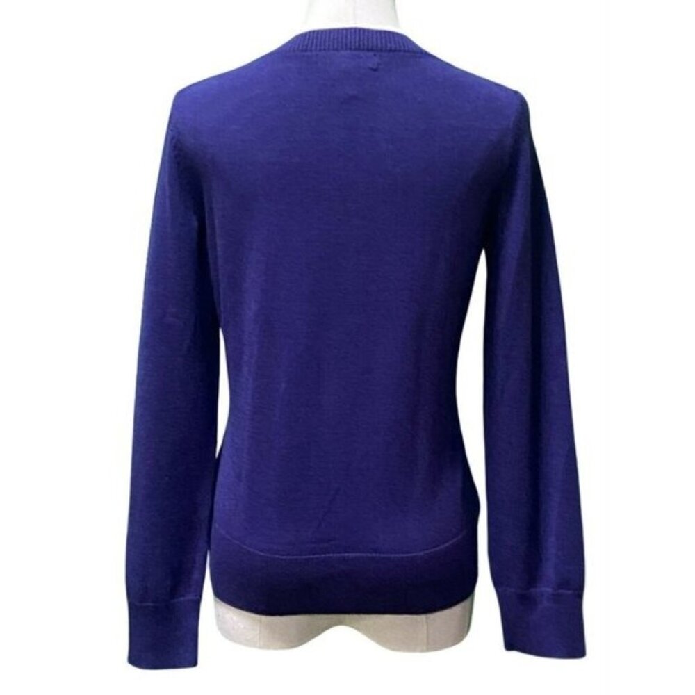 Banana Republic Long Sleeve Extra Fine Merino Wool Purple Cardigan Size S/P - Picture 2 of 4